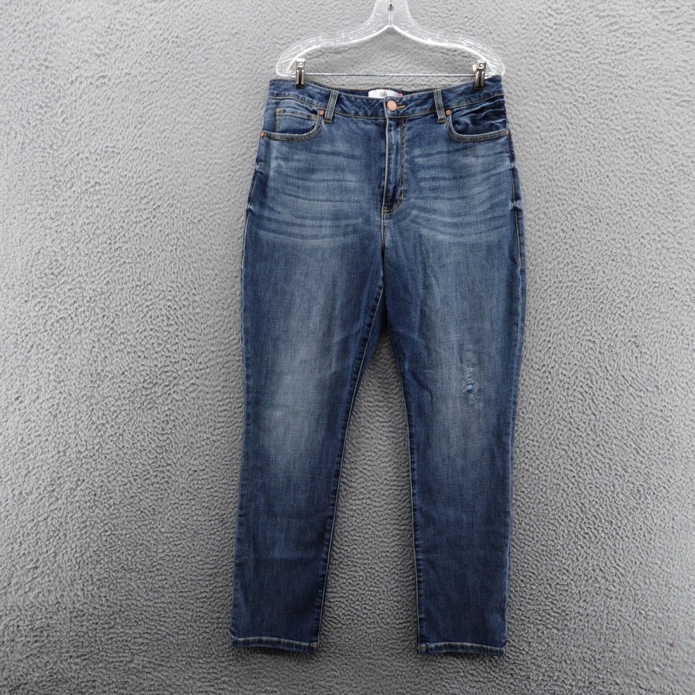 Cabi Higher Straight Jeans 14 Blue Medium Wash‎ High Rise Denim Womens